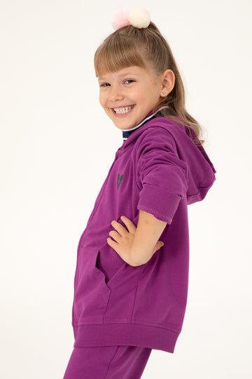Girl's Violet Zipper Sweatshirt