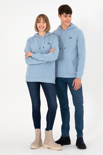 Men's Hooded Light Blue Basic Charcoal Sweatshirt