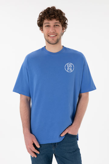 Men's Oversize Fit Crew Neck Indigo T-Shirt