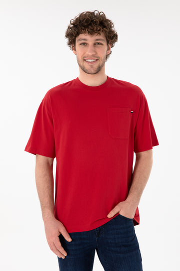 Men's Comfort Fit Crew Neck Red T-Shirt