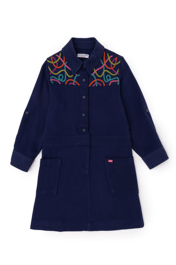 Girls' Navy Blue Knitted Dress