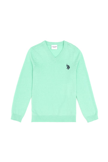 Boys' Mint Basic V Neck Sweater