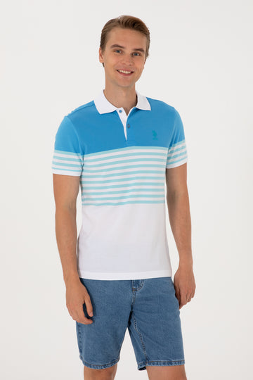 Men's Regular Fit Polo Neck Turquoise T-shirt