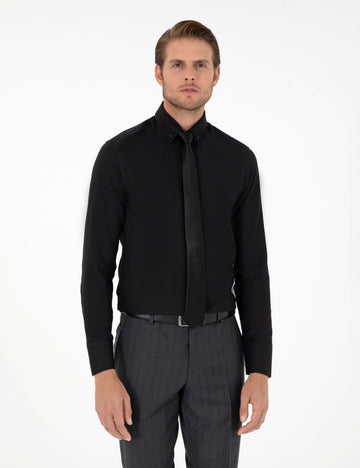 Black Slim Fit Long Sleeve Shirt
