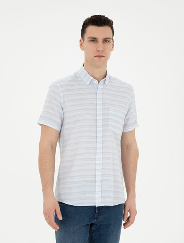 Light Blue Regular Fit Short Sleeve Shirt