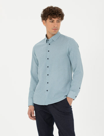 Mint Slim Fit Long Sleeve Shirt