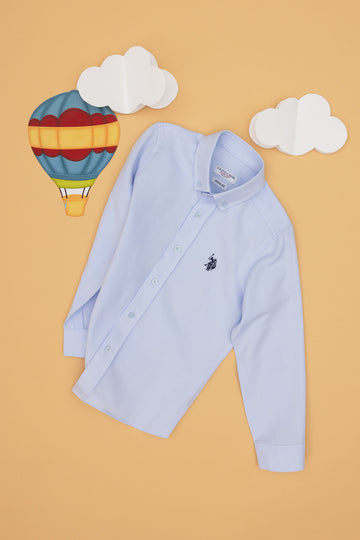 Boys' Light Blue Long Sleeve Basic Shirt