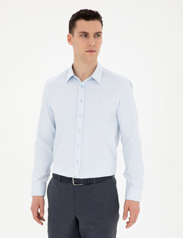 Light Blue Slim Fit Chunky Long Sleeve Shirt
