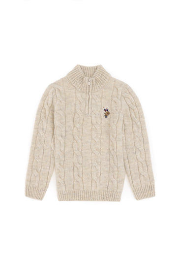 Boy's Half Zipper Stone Sweater
