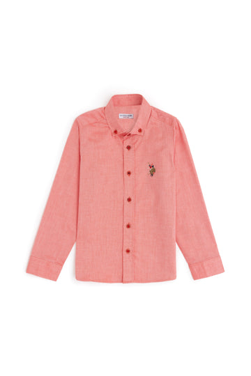Boys' Red Long Sleeve Basic Shirt
