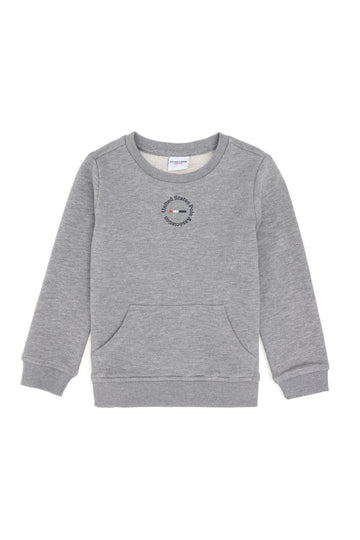 Boy's Grey Melange Basic Crew Neck Sweatshirt