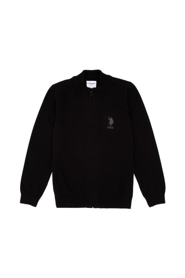 Boy's Black Knitwear Cardigan