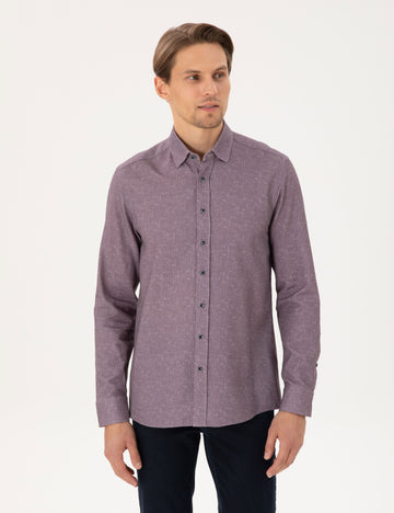 Purple Slim Fit Long Sleeve Shirt