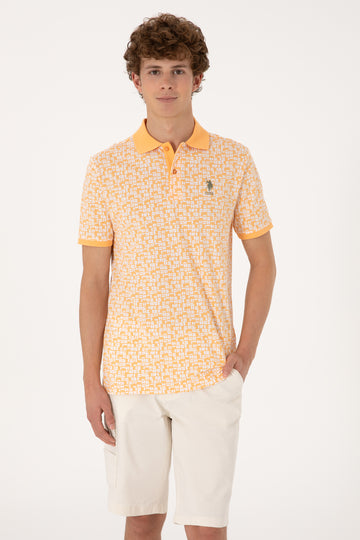 Men's Regular Fit Polo Neck Orange T-Shirt
