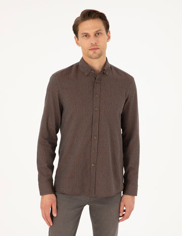 Brown Slim Fit Long Sleeve Shirt