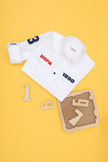 Boy's White Long Sleeve Shirt