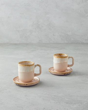 Alicent Ceramic 4 Pieces 2 Seater Double Coffee Cup Set 150 ml Powder