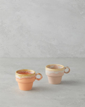 Arlena Ceramic Coffee Cup Set of 2 105 ml Light Orange-Powder
