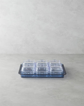 Axel Acrylic 6 Compartment Breakfast Box 25x35 cm Blue