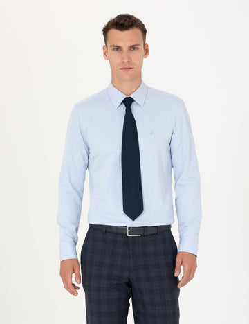 Light Blue Slim Fit Long Sleeve Basic Shirt