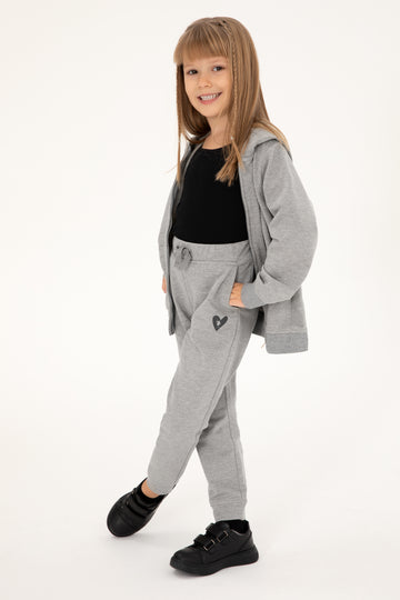 Girls' Grey Melange Sweatpants