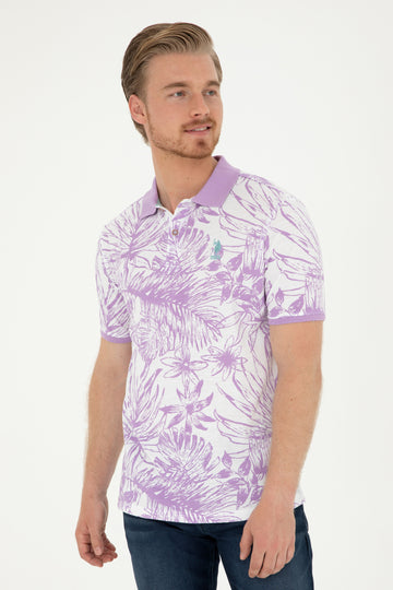 Men's Regular Fit Polo Neck Lilac T-Shirt