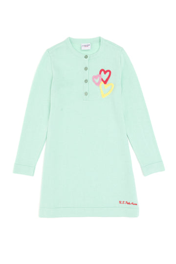 Girls' Water Green Knitwear Dress