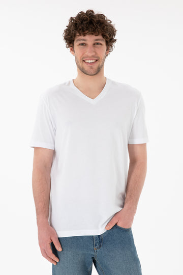 Men's Regular Fit V-Neck Anthracite Basic T-Shirt