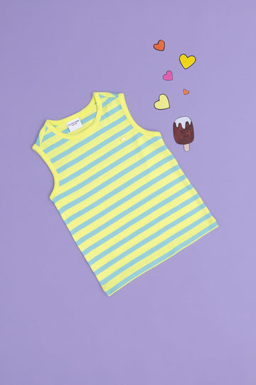 Girls' Peanut Green Crew Neck Sleeveless T-shirt