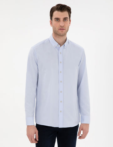 Light Blue Slim Fit Oxford Shirt Long Sleeve