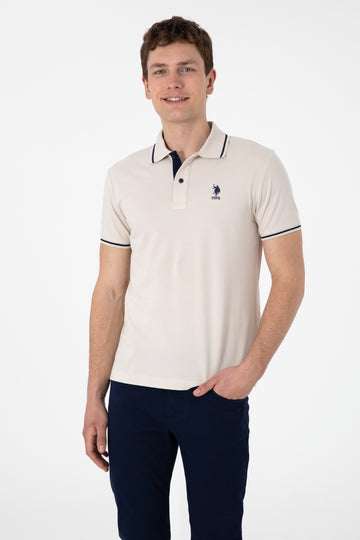 Men's Slim Fit Polo Neck Stone Basic T-Shirt