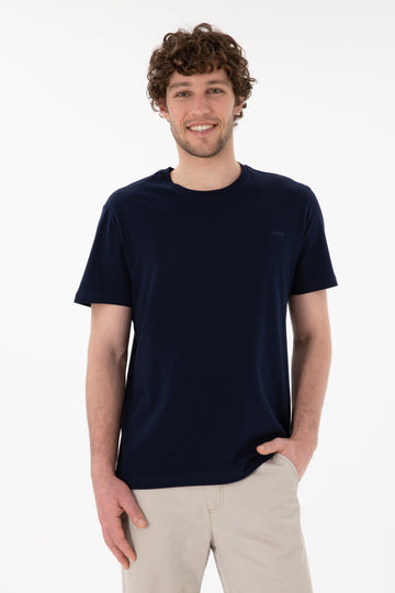 Men's Regular Fit Crew Neck Navy Basic T-Shirt