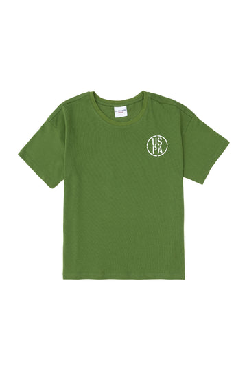 Boy's Green Oversize Crew Neck T-Shirt