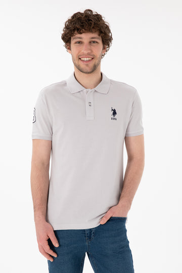 Men's Slim Fit Polo Neck Light Gray Basic T-Shirt