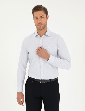 Navy Blue Slim Fit Long Sleeve Shirt