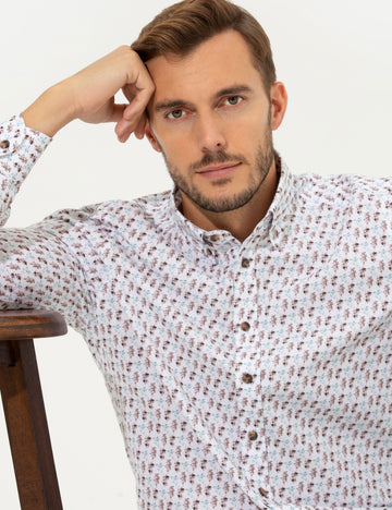 White Regular Fit Long Sleeve Shirt