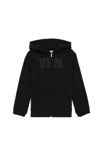 Girls' Black Hooded Basic Sweatshirt