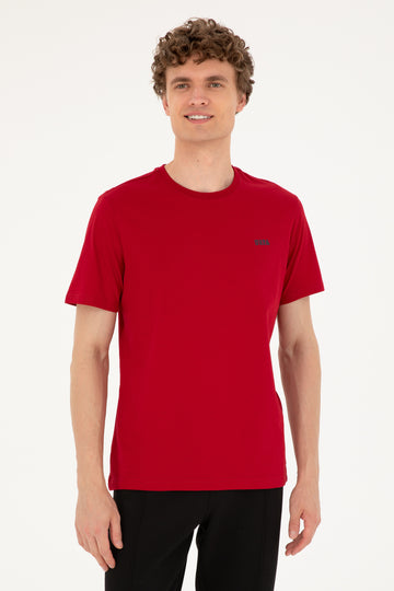 Men's Regular Fit Crew Neck Burgundy T-Shirt