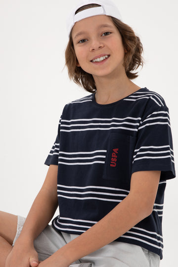 Boy's Navy Blue Basic T-Shirt