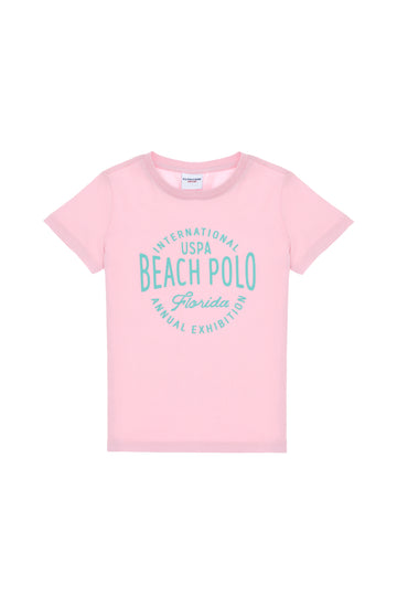 Boy's Light Pink Crew Neck T-Shirt