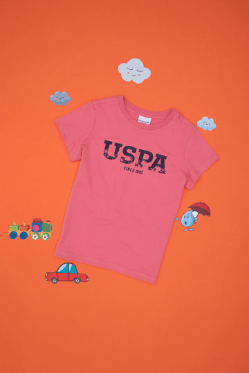 Boys' Pink Basic Crew Neck T-Shirt