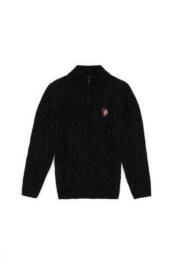 Boy's Half Zipper Black Sweater