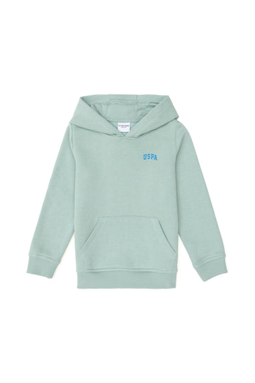 Boy's Water Green Basic Hooded Sweatshirt