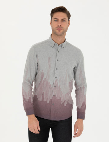 Burgundy Slim Fit Long Sleeve Shirt
