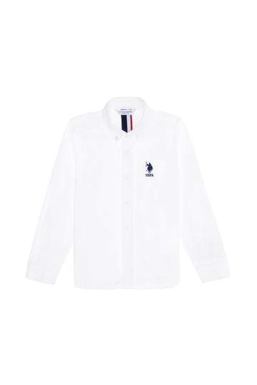 Boy's White Long Sleeve Shirt