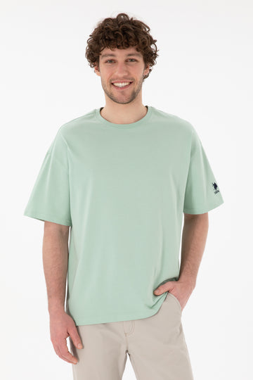 Men's Oversize Fit Crew Neck Water Green T-shirt