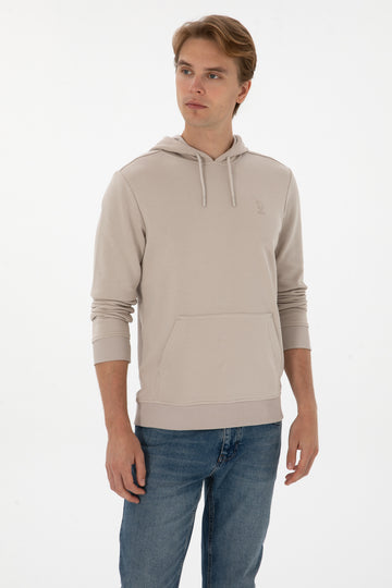 Erkek Regular Fit Kapişonlu Taş Basic Sweatshirt