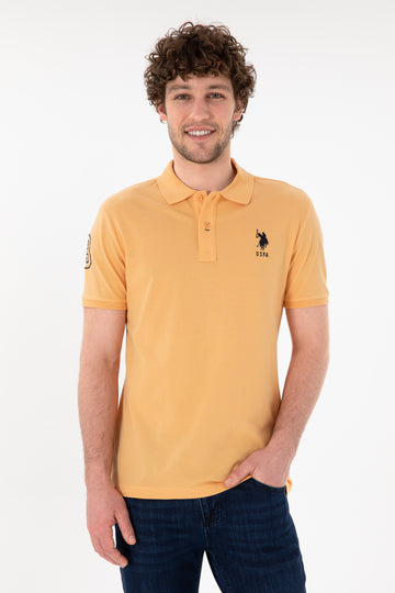 Men's Slim Fit Polo Neck Orange Basic T-Shirt