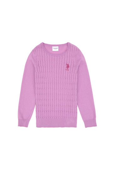 Girls' Lilac Basic Crew Neck Sweater