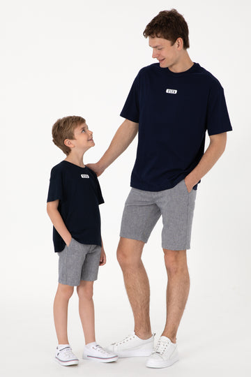 Men's Oversize Fit Crew Neck Navy T-Shirt